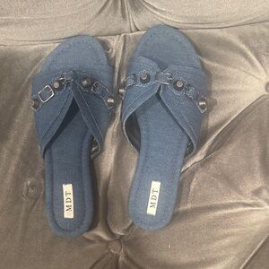 Women's Blue Slide Sandals